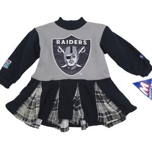 Vintage NFL Raiders Plaid Cheerleader Dress Mighty-Mac Deadstock Size 3T